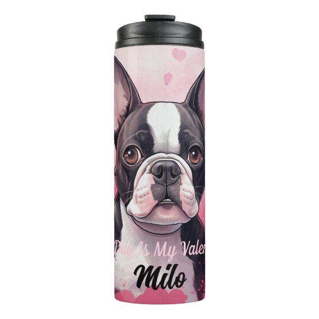 Bouteilles Isothermes Boston Terrier Dog Est Mon Valentin Personnalisé (Devant)