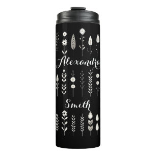 Bouteilles Isothermes Botanique de Boho noir et blanc minimaliste