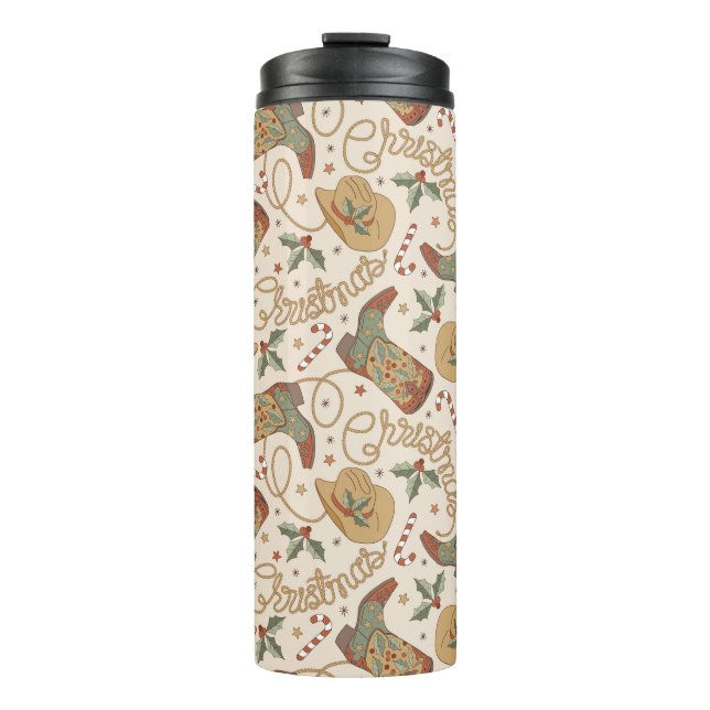 Bouteilles Isothermes Bottes de Noël de l'Ouest et Motif Casquette (Devant)