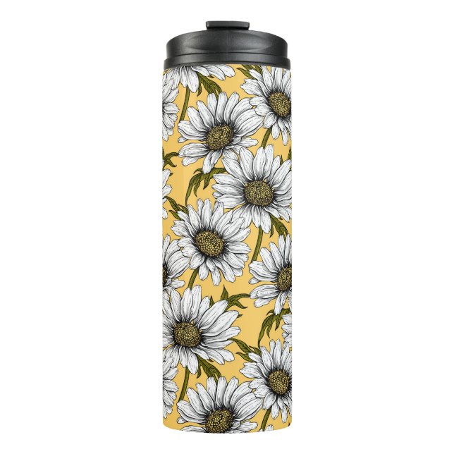 Bouteilles Isothermes Bouches blanches, fleurs sauvages sur jaune (Devant)