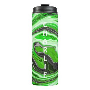 Bouteilles Isothermes Boucles de chaux vert et noir personnalisées