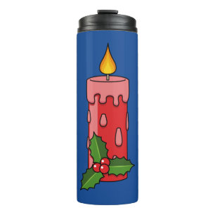 Bouteilles Isothermes Bougie de Pilier Rouge de Noël avec Holly