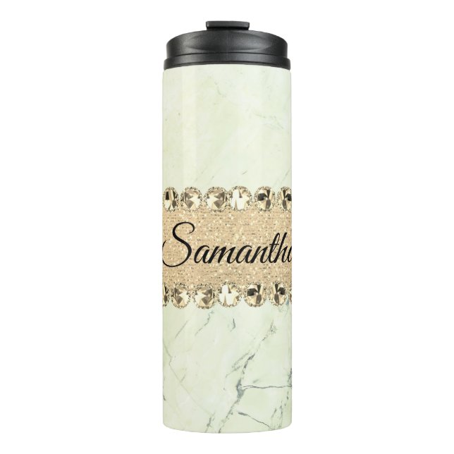 Bouteilles Isothermes Boule de diamant en marbre vert (Devant)