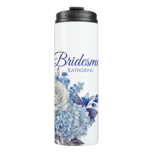 Bouteilles Isothermes Bouquet-Bridesmaid bleu aquarelle