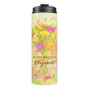 Bouteilles Isothermes Bouquet de fleurs d'aquarelle d'anniversaire