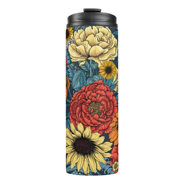 Bouteilles Isothermes Bouquet de fleurs - roses, pivoines, marguerites e (Devant)