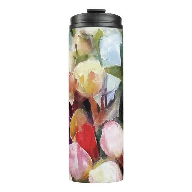 Bouteilles Isothermes Bouquet de tulipes Roses modernes : peinture à l'h (Devant)