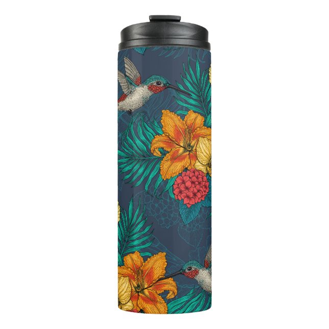 Bouteilles Isothermes Bouquet et colibris tropicaux (Devant)