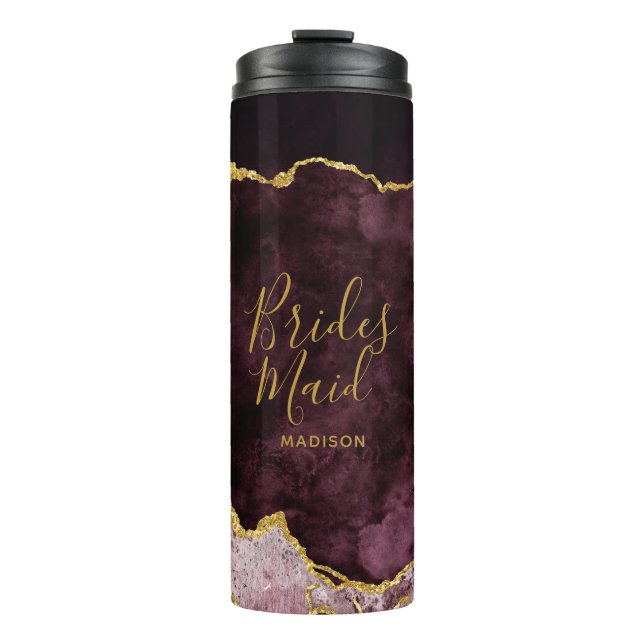 Bouteilles Isothermes Bourgogne Blush Gold Foil Agate Marbre (Devant)