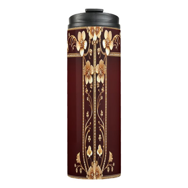Bouteilles Isothermes Bourgogne Golden Flowers Thermal Tumbler (Devant)
