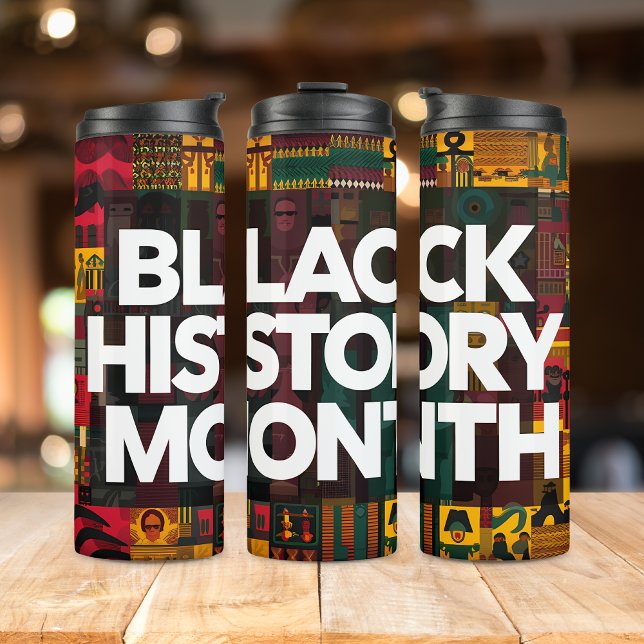 Bouteilles Isothermes Boussole du mois de l'histoire noire - Graphique d (Celebrate Black History Month with our vibrant thermal tumbler)