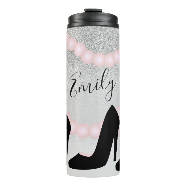 Bouteilles Isothermes Boutique Ombre Faux Sparkle Pearl Nom (Devant)