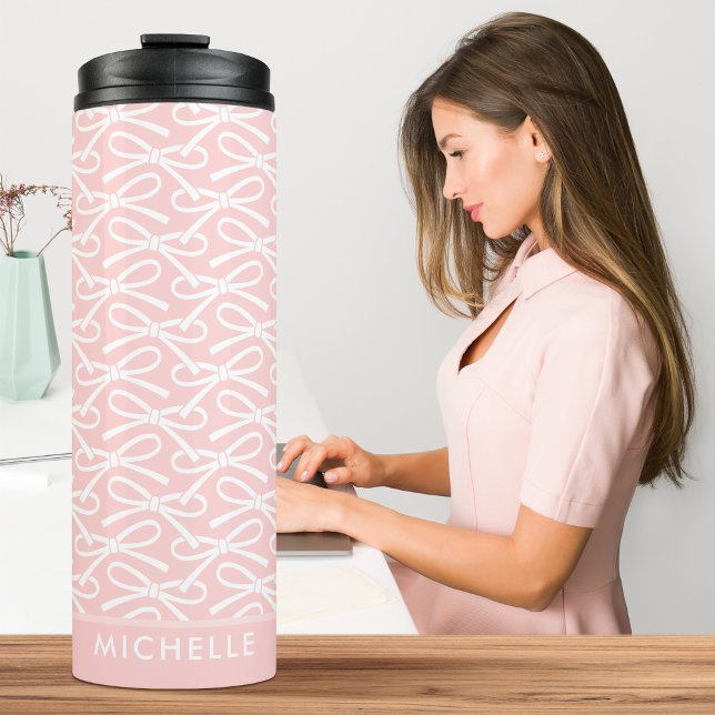 Bouteilles Isothermes Bow personnalisé Nom personnalisé Pink Thermal Tum (Créateur téléchargé)