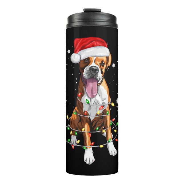 Bouteilles Isothermes Boxe Chien Arbre Lumières Noël Jeu de Noël Pyjama  (Devant)