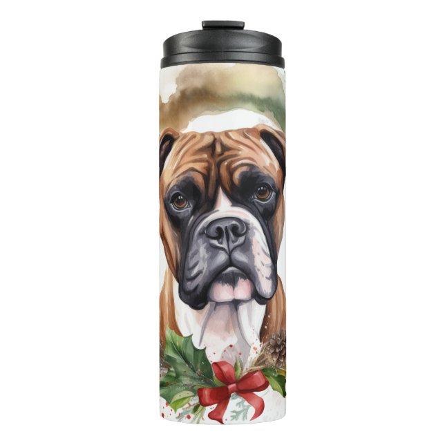 Bouteilles Isothermes Boxer Christmas Wreath Festive Pup (Devant)