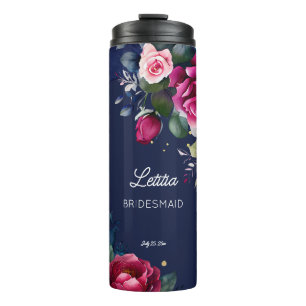 Bouteilles Isothermes Bridesmaid cadeaux personnalisés nom marine bleu r