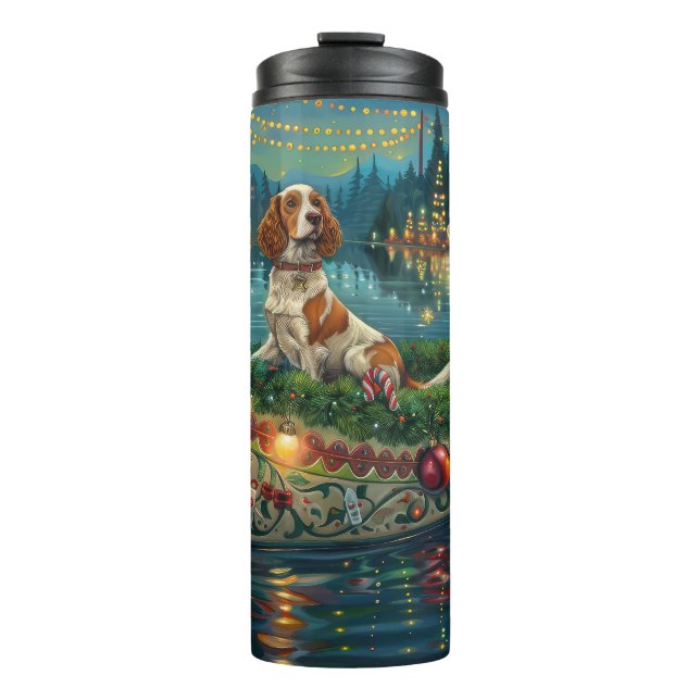 Bouteilles Isothermes Brittany Spaniel Noël Festive Voyage (Devant)
