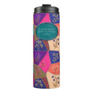 Bouteilles Isothermes Broderie de courtepointe florale Cottagecore
