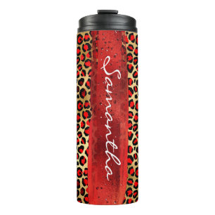 Bouteilles Isothermes Brosse léopard rouge et or