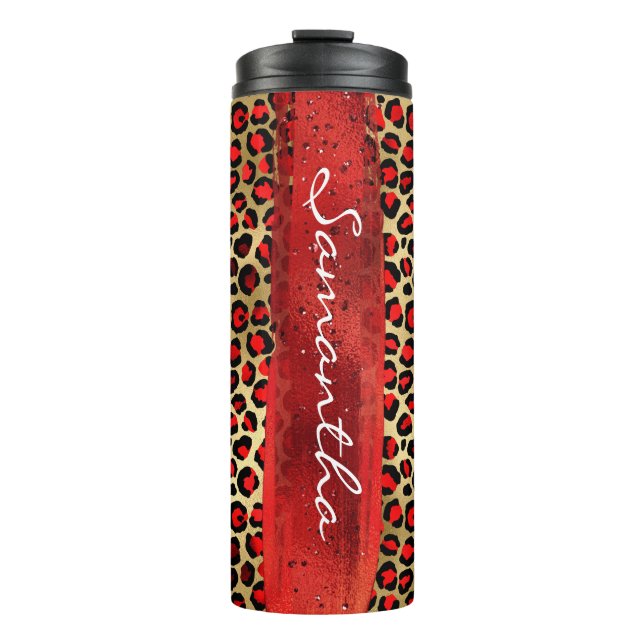 Bouteilles Isothermes Brosse léopard rouge et or (Devant)