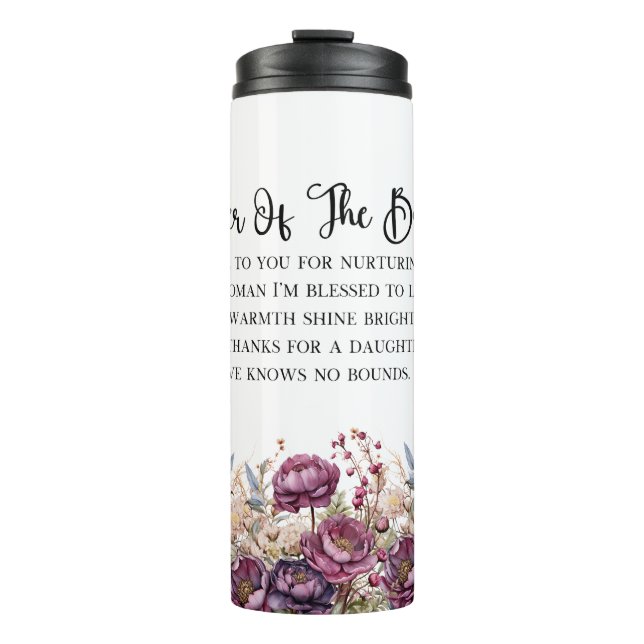 Bouteilles Isothermes Burgundy Floral Mère de la mariée Tumbler (Devant)