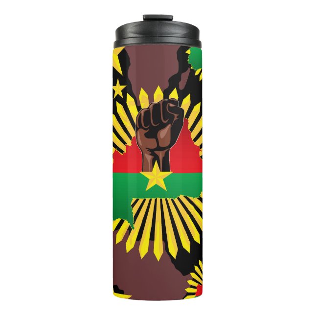Bouteilles Isothermes Burkina Faso Carte, drapeau et première révolution (Devant)