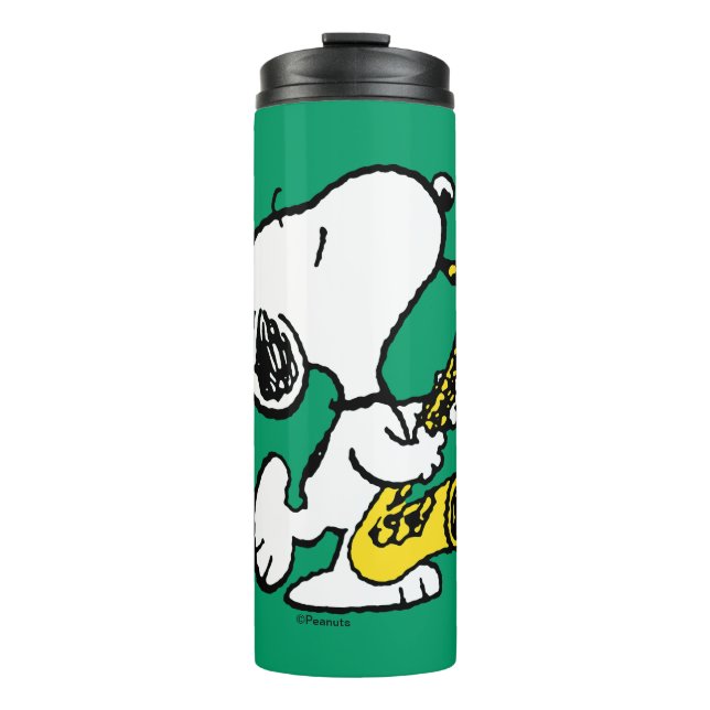 Bouteilles Isothermes cacahuètes | Lecteur Snoopy Saxophone (Devant)