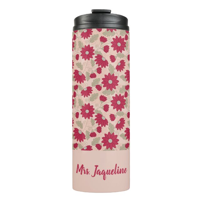 Bouteilles Isothermes Cadeau de l’enseignant personnalisé, marguerites r (Devant)
