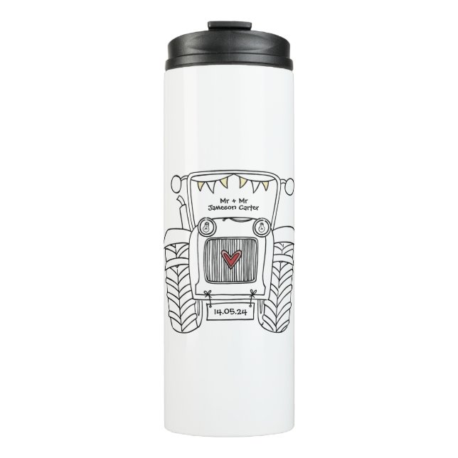 Bouteilles Isothermes Cadeau de Mariage campagnard de tracteur personnal (Devant)