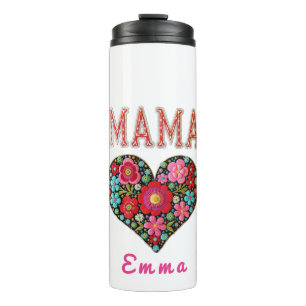 Bouteilles Isothermes Cadeau personnalisé Fleur de cœur de maman