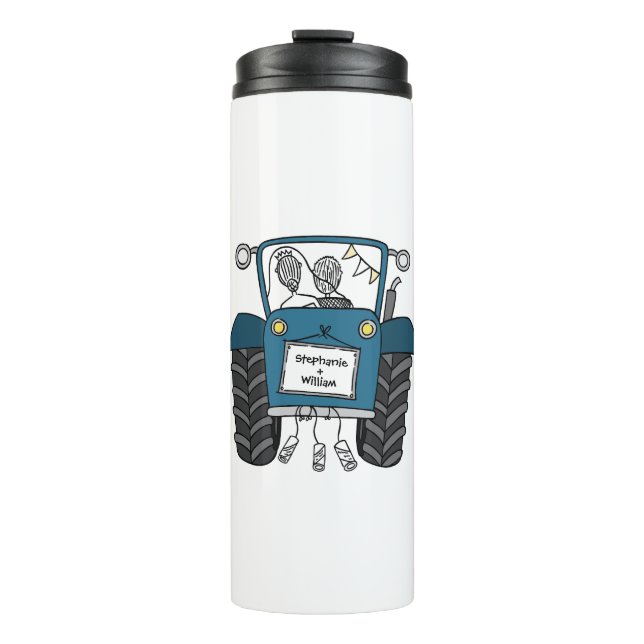 Bouteilles Isothermes Cadeau personnalisé Mariage campagnard tracteur bl (Devant)