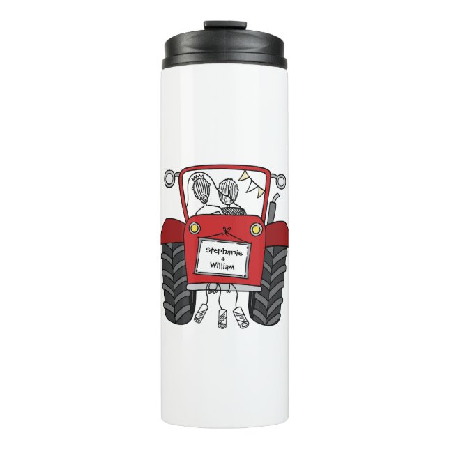 Bouteilles Isothermes Cadeau personnalisé Mariage campagnard tracteur ro (Devant)