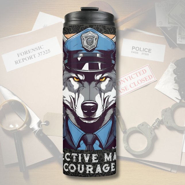 Bouteilles Isothermes Cadeaux de loup personnalisés pour les policiers P (Custom Wolf Gifts for Police Officers Dad Husband)