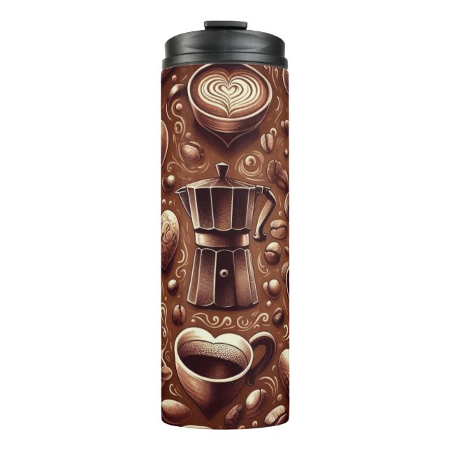 Bouteilles Isothermes CAFÉ CARAFFÉ Brown & COUPES AVEC FÈVES (Devant)