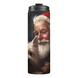 Bouteilles Isothermes Cairn Terrier Avec Noël Festif Du Père Noël