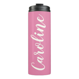Bouteilles Isothermes Calligraphie minimaliste rose Nom personnalisé