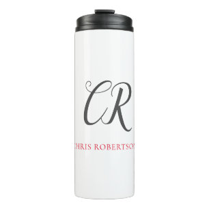 Bouteilles Isothermes Calligraphie Monogramme Nom Black Grey Cadeau pers