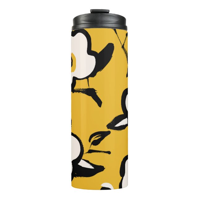 Bouteilles Isothermes Camélia jaune, floral démodé douteux. (Devant)