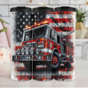 Bouteilles Isothermes Camion-feu avec drapeau américain Abstrait