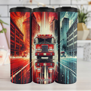 Bouteilles Isothermes Camion-feu traversant la ville