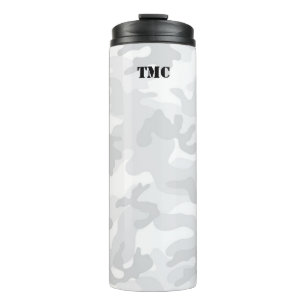 Bouteilles Isothermes Camo gris blanc Initiales noires Sports Modes de v