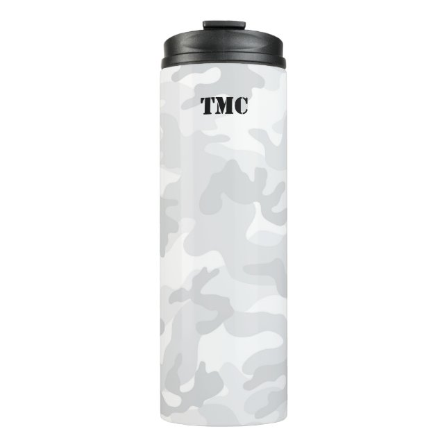 Bouteilles Isothermes Camo gris blanc Initiales noires Sports Modes de v (Devant)