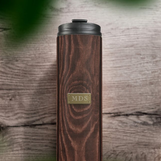 Bouteilles Isothermes Camping Monogramme de céréales de bois rustique (Perfect for camping enthusiasts. Just add your initials)
