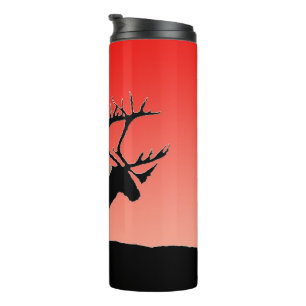 Bouteilles Isothermes Caribou au coucher du soleil - Art original de la 