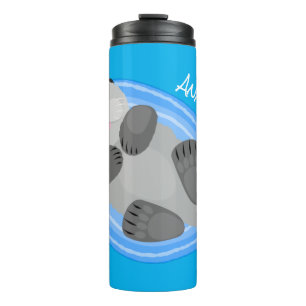 Bouteilles Isothermes Caricature bleu loutre de mer joyeux