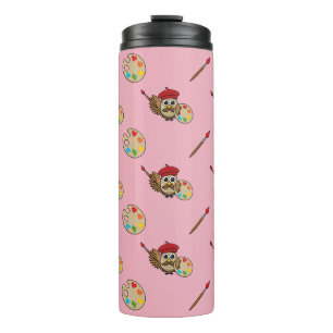 Bouteilles Isothermes Caricature de Chouette Peintre Cute