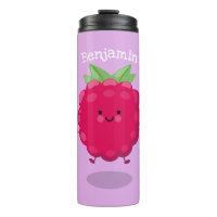 Caricature de framboise très heureuse
