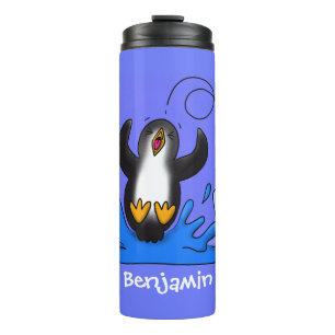 Bouteilles Isothermes Caricature de manchot joyeux sautant