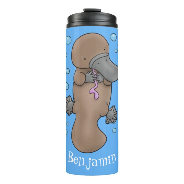 Bouteilles Isothermes Caricature de platypus bébé très heureuse (Devant)