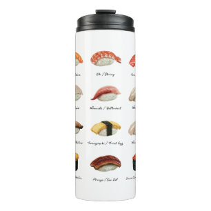 Bouteilles Isothermes Carte Sushi Aquarelle